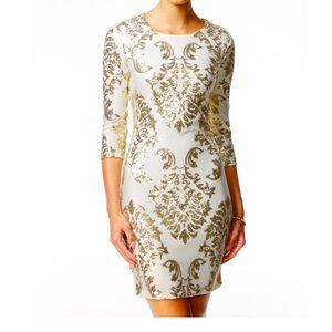 B Darlin Juniors Sequined Cutout Bodycon Dress Gold Ivory 9/10